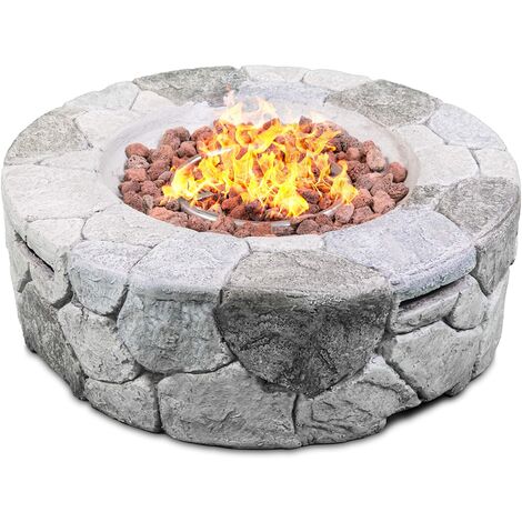 Homeology Fireology KALUYA Grey Lavish Garden & Patio Gas Fire Pit with Eco-Stone Finish - Fully Assembled