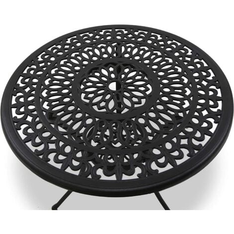 Centurion Supports POSITANO Luxurious Garden & Patio Table & 4 Large Chairs with Armrests Cast Aluminium Bistro Set - Black