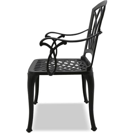 Centurion Supports POSITANO Luxurious Garden & Patio Table & 4 Large Chairs with Armrests Cast Aluminium Bistro Set - Black