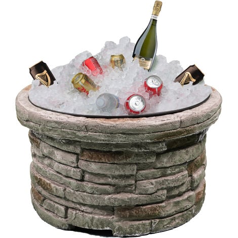 Homeology Fireology SAMUI Beige Majestic Garden & Patio Heater Fire Pit Brazier and Barbecue with Eco-Stone Finish