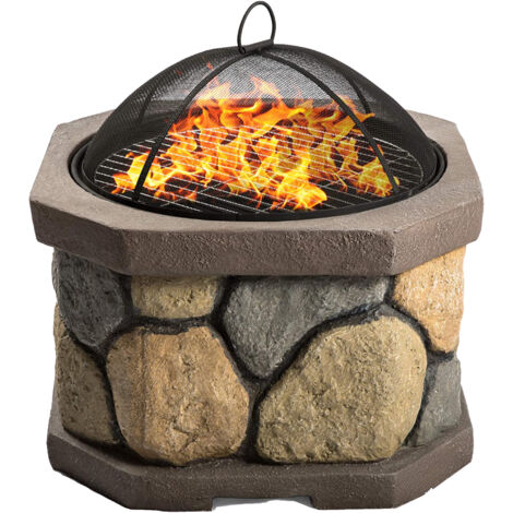 Centurion Supports Fireology BOGOTA Bold Garden & Patio Heater Fire Pit Brazier and Barbecue with Eco-Stone Finish (1/5)