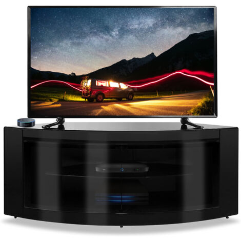 Homeology PANGEA Gloss Black Beam-Thru Curved Tru-Corner 32"-50" TV Cabinet (1/5)
