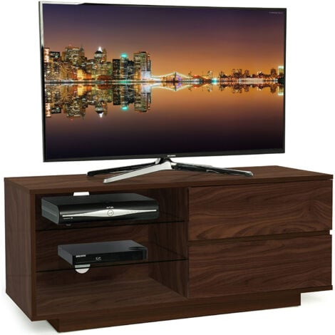 Centurion Supports Gallus Premium High Gloss Walnut with 2-Walnut Drawers & 3-Shelf 32"-55" LED/ OLED / LCD TV Cabinet - FULLY ASSEMBLED