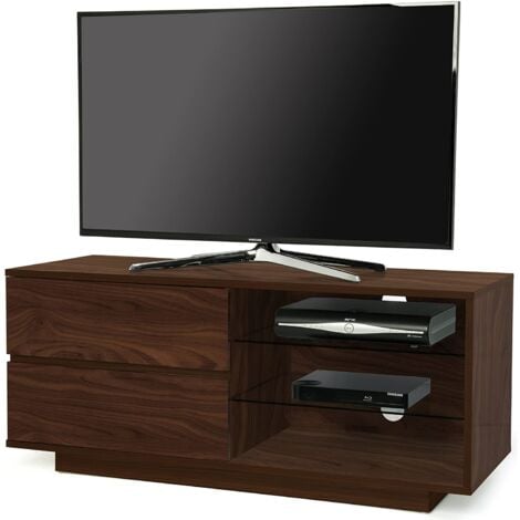 Centurion Supports Gallus Premium High Gloss Walnut with 2-Walnut Drawers & 3-Shelf 32"-55" LED/ OLED / LCD TV Cabinet - FULLY ASSEMBLED