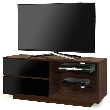 Centurion Supports Gallus Premium Walnut with 2-Black Drawers & 3-Shelves 32"-55" LED/ OLED / LCD TV Cabinet