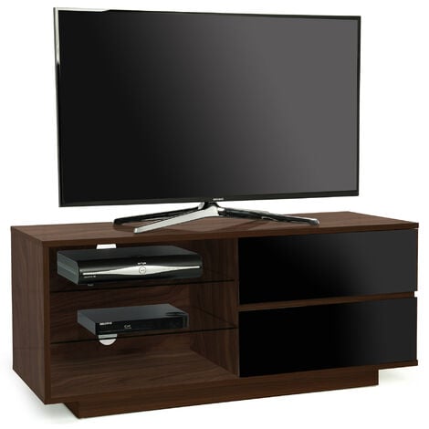 Homeology Gallus Premium Walnut with 2-Black Drawers & 3-Shelves 32"-55" LED/ OLED / LCD TV Cabinet