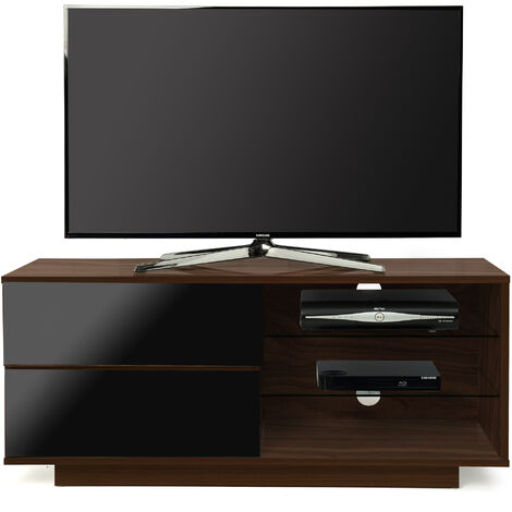 Homeology Gallus Premium Walnut with 2-Black Drawers & 3-Shelves 32"-55" LED/ OLED / LCD TV Cabinet