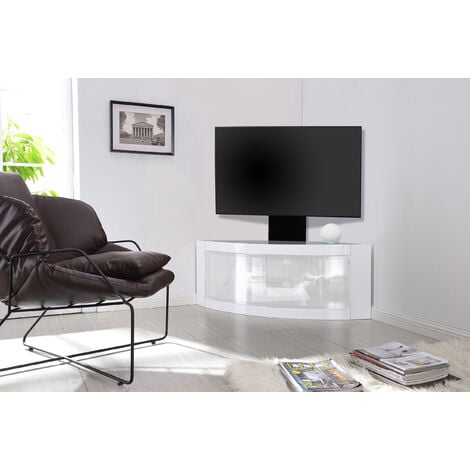 Small white gloss corner shop tv unit