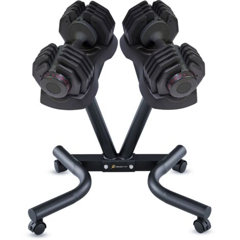 Homeology Strongology 40kg Adjustable Dumbbell Pair with Free Durable Steel Universal Dumbbell Floor Stand