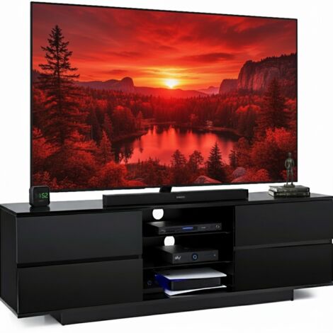 Centurion Supports Avitus Gloss Black with 4-Black Drawers & 3-Shelf 32"-65" LED/ LCD / Plasma TV Stand (1/5)