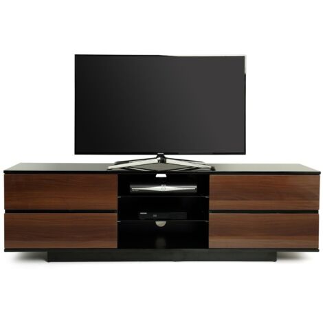 Centurion Supports Avitus Walnut Black, Gloss Black with 4-Walnut Drawers & 3-Shelf 32"-65" LED/ LCD / Plasma TV Stand