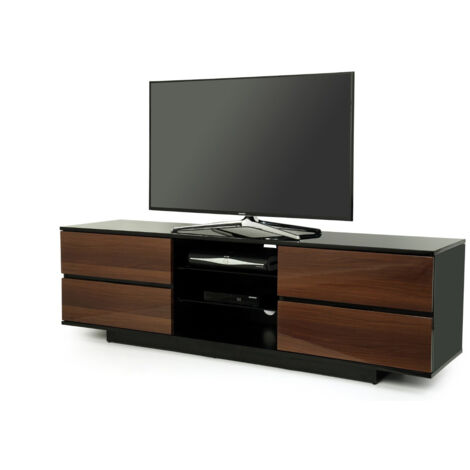 Centurion Supports Avitus Walnut Black, Gloss Black with 4-Walnut Drawers & 3-Shelf 32"-65" LED/ LCD / Plasma TV Stand