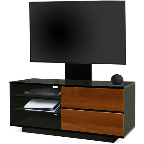 Homeology Gallus Gloss Black with 2-Walnut Drawers & 3-Shelf 32