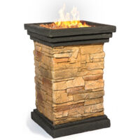 Centurion Supports MAKARA Hand-crafted Stone Fire Column Garden and Patio Gas Fire Pit