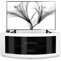 Homeology PANGEA Gloss White Beam-Thru Curved Tru-Corner 32"-50" TV Cabinet