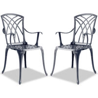 Centurion Supports Oshowa 2-Large Garden & Patio Bistro Chairs with Armrests in Cast Aluminium Grey