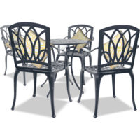 Centurion Supports POSITANO Luxurious Garden & Patio Table & 4 Large Chairs with Armrests Cast Aluminium Bistro Set - Grey