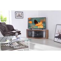 Centurion Supports PANGEA Black Walnut Beam-Thru Curved Tru-Corner 32"-50" TV Cabinet