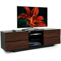 Centurion Supports Avitus Premium High Gloss Black with 4-Walnut Drawers & 3-Shelf 32"-65" LED/ OLED / LCD TV Cabinet - Fully Assembled