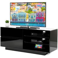 Homeology Gallus Gloss Black with 2-Black Drawers & 3-Shelf 32"-55" LED/ LCD / Plasma Cabinet TV Stand