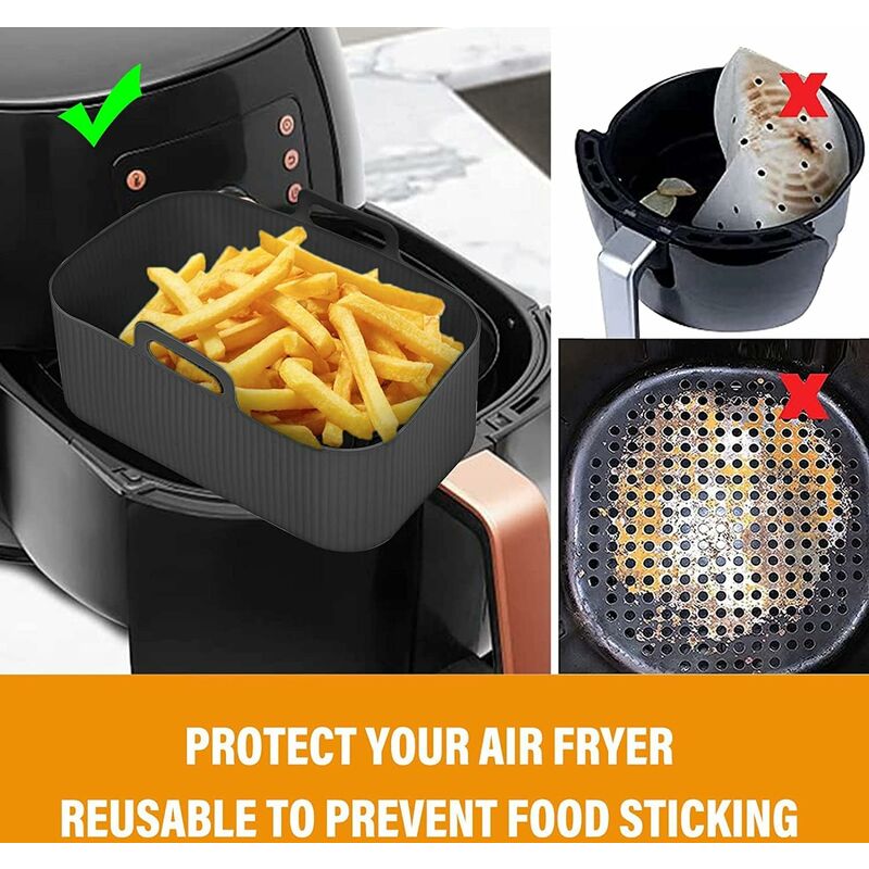Silicone Pot for Ninja Double Air Fryer, 2PCS Reusable Air Fryer Liners, Silicone  Air Fryer Basket, Accessory for Air Fryer, Oven, Microwave, Cake Mold,  black ZQYRLAR