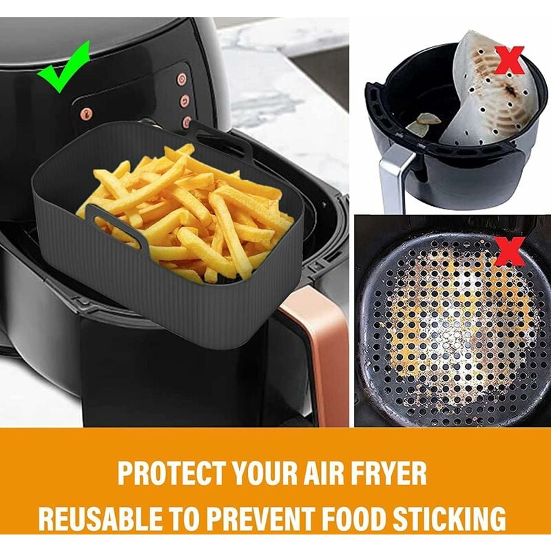 Air Fryer Silicone Basket Round Reusable Bpa Free 20cm/22cm Air Fryer Tray  Mold Liner Accessories