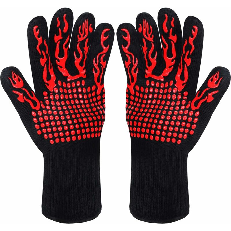 Expert Grill Silicone Dotted Heat Resistant BBQ Gloves, Black Color, One  Size