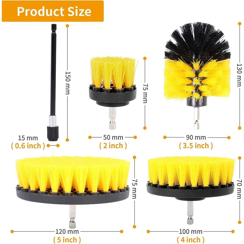 4pcs Drill Cleaning Brush, 2/3.5/4/5inch Cleaning Brush For Electric Drill  Soft Bristle Carpet Clea