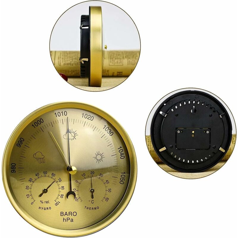 Dial Type Barometer Thermometer Hygrometer Weather Station Barometric  Pressure Temperature Humidity Measurement Easy Reading Display