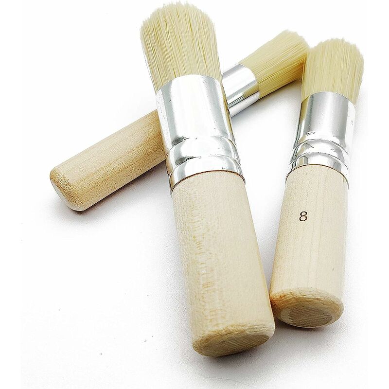 Stencil Brush Set  Pure Bristles + Natural Wood Handle