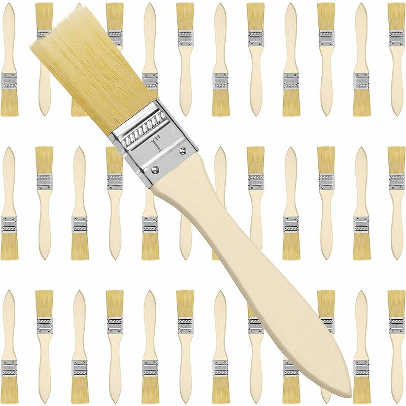 Paint Brushes, 5 Pack Paint Brushes With Wooden Handle, Flat Bristle Paint  Brushes, Professional Paint Brushes, Flat Paint Brushes With Wooden  Handle(25.4Mm/38Mm/50.8Mm/63.5Mm) 