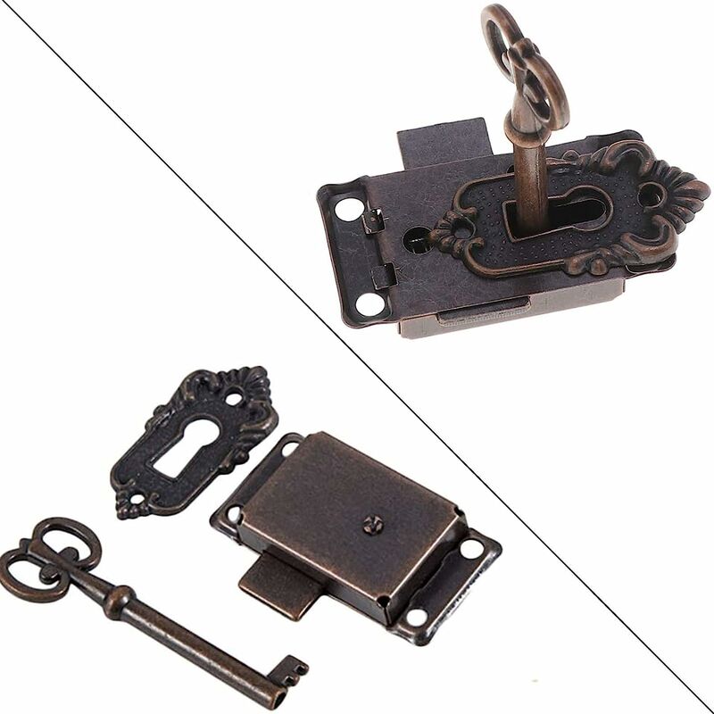 2 Pcs Cabinet Lock Antique Lock Decorative Furniture Lock With Key, Antique  Quartet Classic Decorative Lock Kitchen Furniture Box Drawer Lock