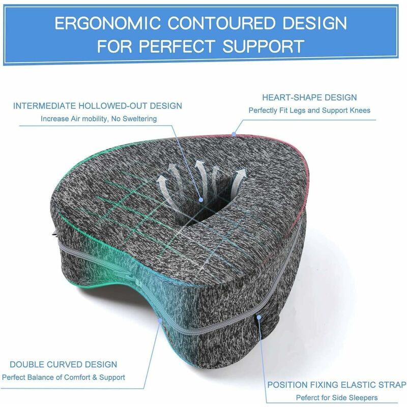 1pc Memory Foam Knee Pillow Back Support Align Spine Pregnancy Body Pillows  For Side Sleepers For Orthopedic Sciatica Back Leg Hip