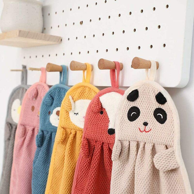 Bowknot Coral Velvet Hand Towel Kitchen Bathroom Soft Cloth Hanging Loops  Quick Dry Absorbent Dish cloths for Home Terry Towels