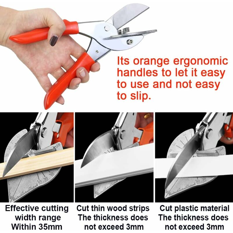 Miter Shears, Non-Slip Handle 45-135 Degree Miter Snips Cutting Tool for  Soft Wood, Plastic, PVC, Multi Angle Shear Cutter