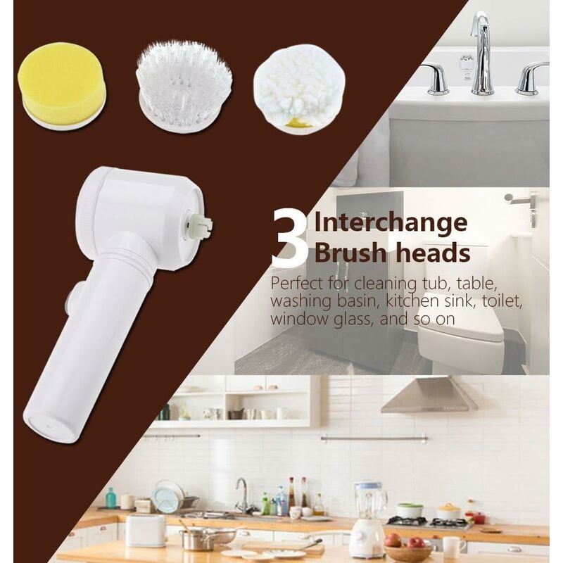 FARI Electric Spin Scrubber, 360 Rotating Cordless and Handheld Bathroom  Scrubber with 7 Replaceable Cleaning Brush Heads for Cleaning Kitchen,  Tile
