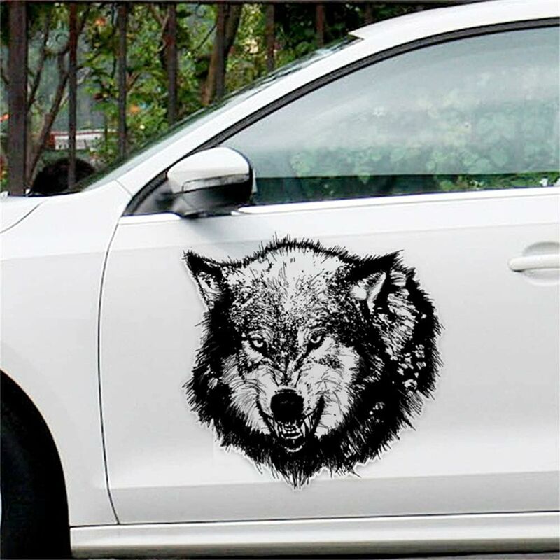 2pcs Car Hood Door Window Sticker Car Stickers Modified Wolf Head
