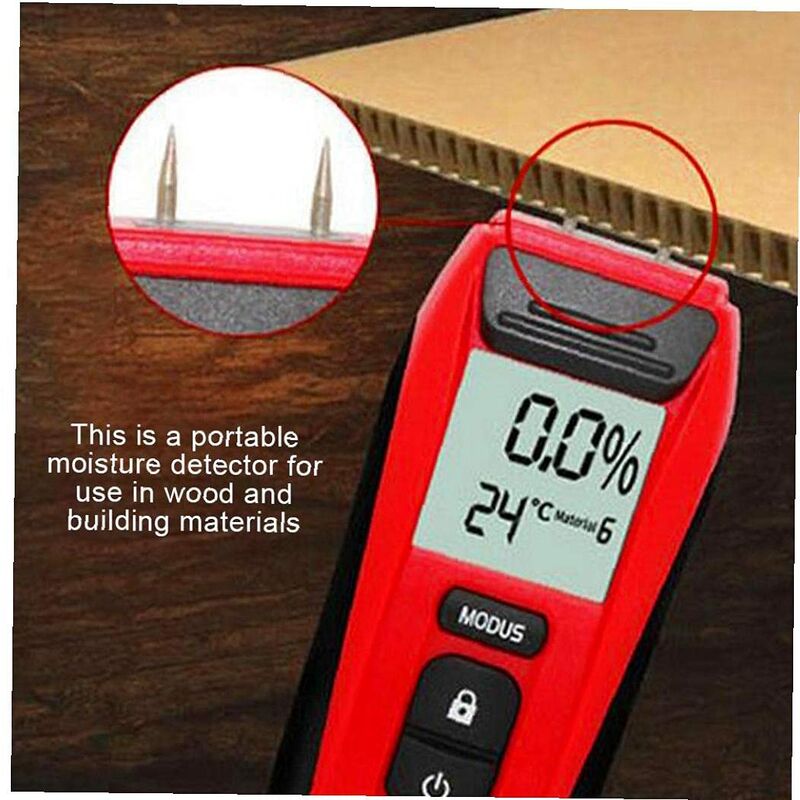 Handheld Wood Moisture Test Meter LCD Moisture Tester for Wood Moisture Detector for Firewood Paper Humidity Measuring, Size: Large, Orange