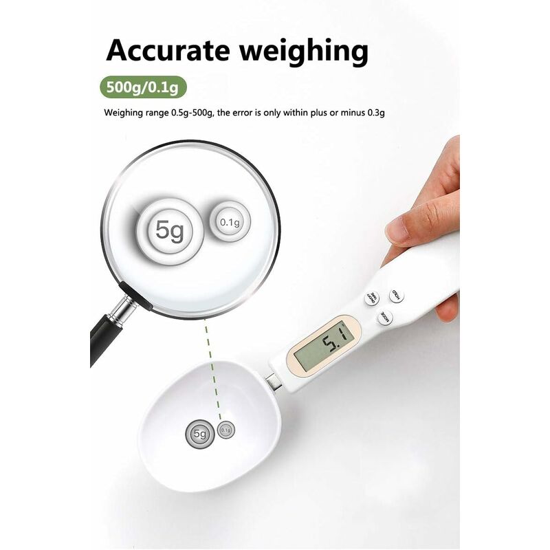 1pc, Electronic Measuring Spoon, Digital Scale Spoon, Portable Food Scale,  Kitchen Scale, Detachable Electronic Measuring Spoon With Led Display, Pet