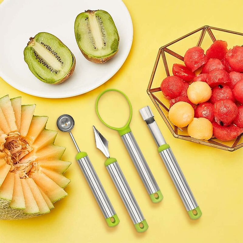 14 Pack Melon Baller Scoop Set - 4 in 1 Stainless Steel Fruit Tool Set  Fruit Scooper Seed Remover with Fruit Vegetable Cutter Shapes Set Fruit  Peeler