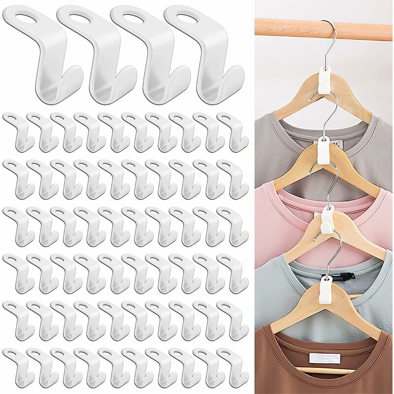 50PCS Clothes Hanger Connector Hooks Space Saving Hanger Mini Hanger  Extender Clips Colorful Home Bedroom Wardrobe Organizer