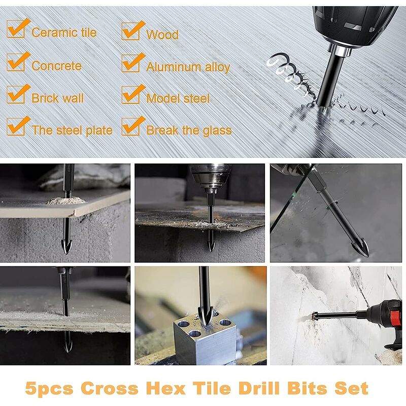 3-12mm Cross Hex Tile Drill Bits Set for Wood Glass Plastic Ceramic  Concrete Hole Opener Brick Hard Alloy Triangle Bit Tools Kit