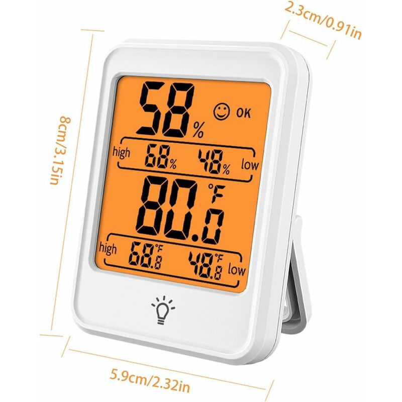 Brannan Digital Room Thermometer Indoor Humidity Meter Hygrometer Accurate Room Temperature Greenhouse Thermometer Max Min Recording Backlight LCD