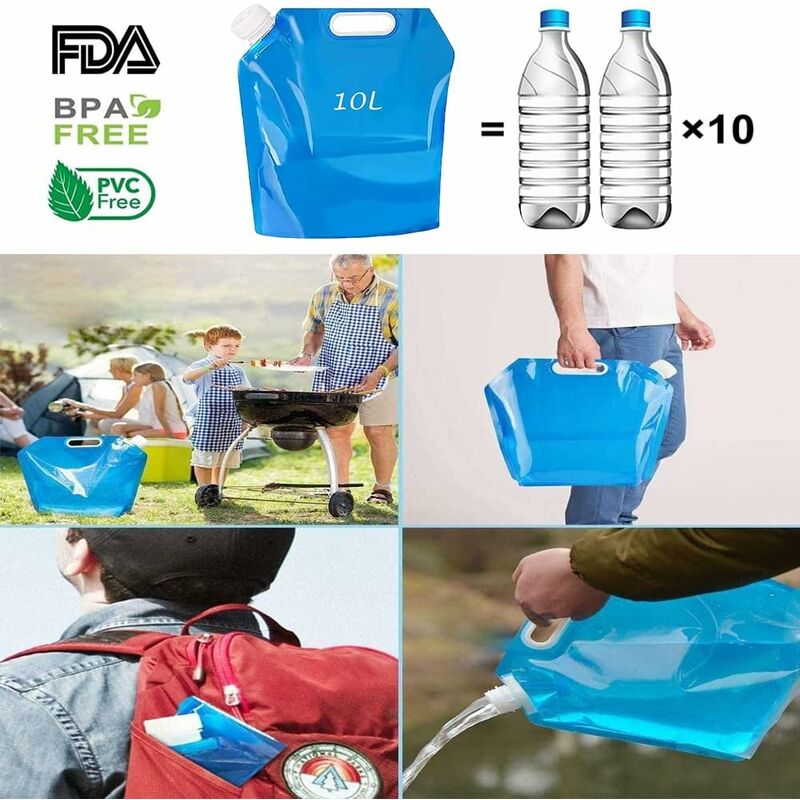Collapsible Water Storage Container Bag, BPA Free Food Grade Plastic  Bladder for Emergency Camping Hiking Backpack, No-Leak Freezable Foldable  Water Bottles,5L 