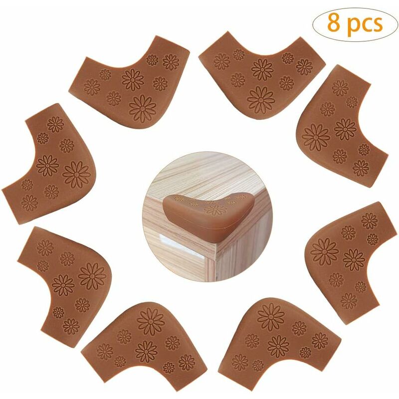Baby Proofing Table Corner Protectors for Baby Extra Large Size with  Pre-Applied Double Sided Tape, Child Safety Furniture Baby Bumpers, 8 Pack,  Brown Brown X-Large (Pack of 8)