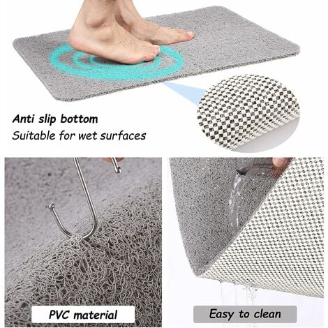 Loofah Shower Mat for Inside Shower Non Slip Anti Mould PVC Bath Mat Grey