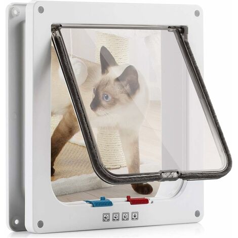 White 27 x 27 cm Trixie 4-Way Cat Flap for Glass Doors