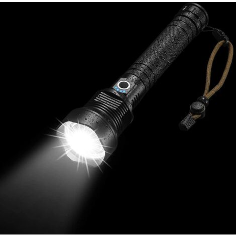 100000 Lumens Powerful Flashlight, Rechargeable Waterproof Searchlight  XHP70 Super Bright Handheld Led Flashlight Tactical Flashlight 26650  Battery USB Zoom Torch for Emergency Hiking Hunting Camping 