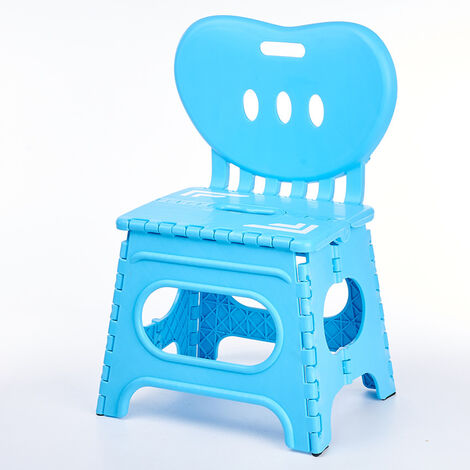 Lightweight Folding Chair for Children From 18 Months-Thick Garden Stepladder Ideal for Picnic Outdoor Beach. Adjustable Armchair Useful Furniture Nursery Dining Camping Bathroom Stool (Blue)