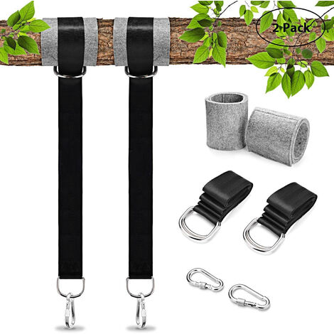 Tree Swing Hanging Strap - 5ft Swing Straps Outdoor Suspension Accessories  Kit, Holds 2200lbs with Stainless Carabiners, Easy Installation, Perfect